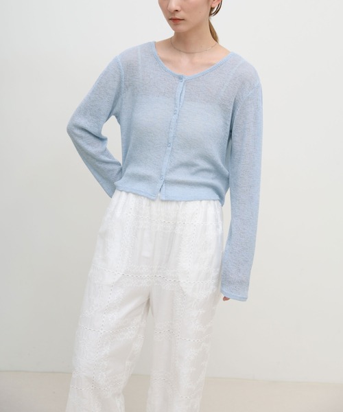 select MOCA(セレクトモカ)の「メランジカットソーショートカーディガン(カーディガン/ボレロ・レディース・ブラック/グレー/ブルー/オフホワイト・FREE)」の7枚目の写真