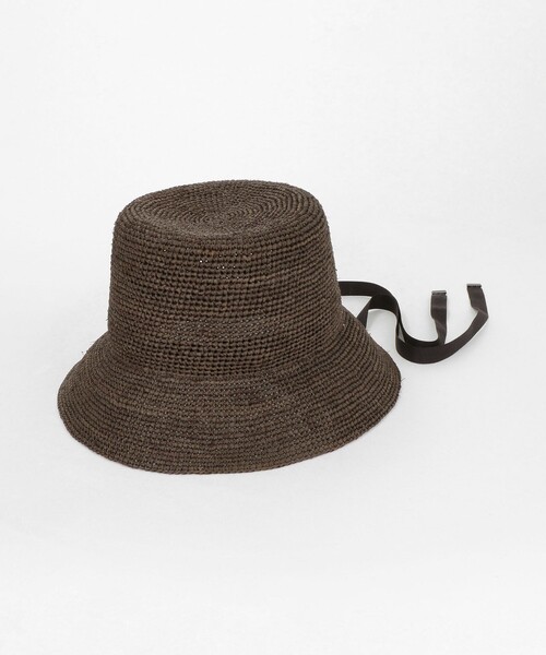 UNITED ARROWS（ユナイテッドアローズ）の「ラフィア/リボン ハット UV（ハット・レディース・ダークブラウン/ブラック/ナチュラル・FREE）」の3枚目の写真