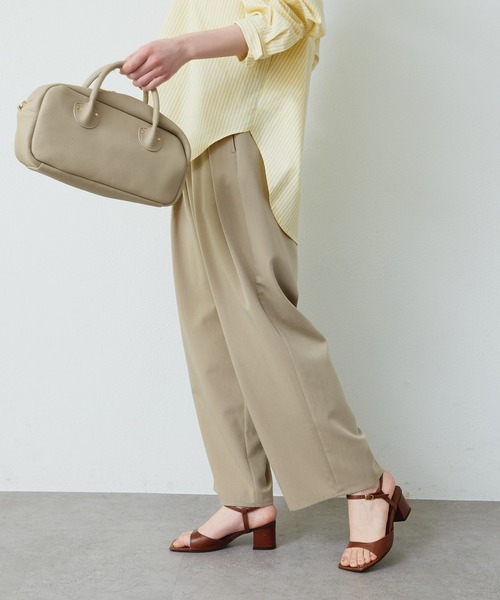 PUAL CE CIN（ピュアルセシン）の「ストレッチ 2タック ウエストゴムパンツ（スラックス・レディース・ベージュ/グレー/ブラック・FREE）」の5枚目の写真