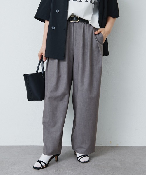 PUAL CE CIN（ピュアルセシン）の「ストレッチ 2タック ウエストゴムパンツ（スラックス・レディース・ベージュ/グレー/ブラック・FREE）」の11枚目の写真