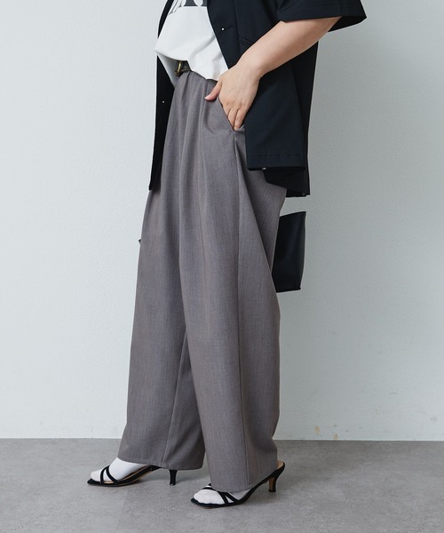 PUAL CE CIN（ピュアルセシン）の「ストレッチ 2タック ウエストゴムパンツ（スラックス・レディース・ベージュ/グレー/ブラック・FREE）」の12枚目の写真