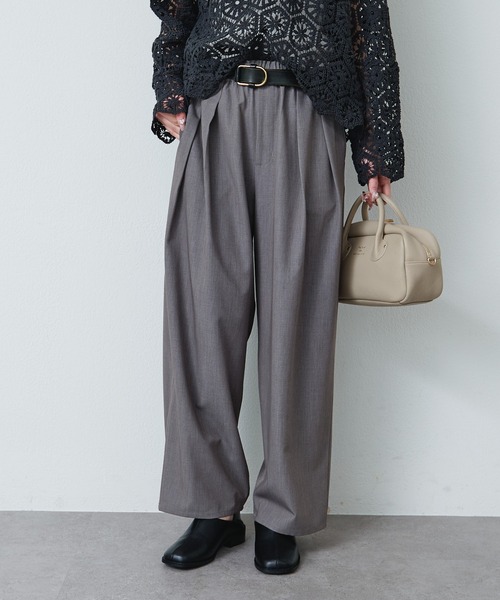 PUAL CE CIN（ピュアルセシン）の「ストレッチ 2タック ウエストゴムパンツ（スラックス・レディース・ベージュ/グレー/ブラック・FREE）」の14枚目の写真