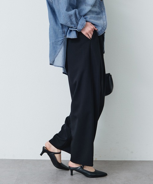 PUAL CE CIN（ピュアルセシン）の「ストレッチ 2タック ウエストゴムパンツ（スラックス・レディース・ベージュ/グレー/ブラック・FREE）」の20枚目の写真