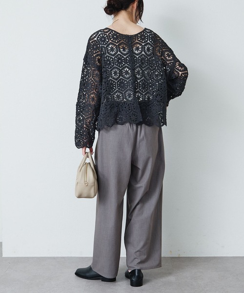 PUAL CE CIN（ピュアルセシン）の「ストレッチ 2タック ウエストゴムパンツ（スラックス・レディース・ベージュ/グレー/ブラック・FREE）」の18枚目の写真