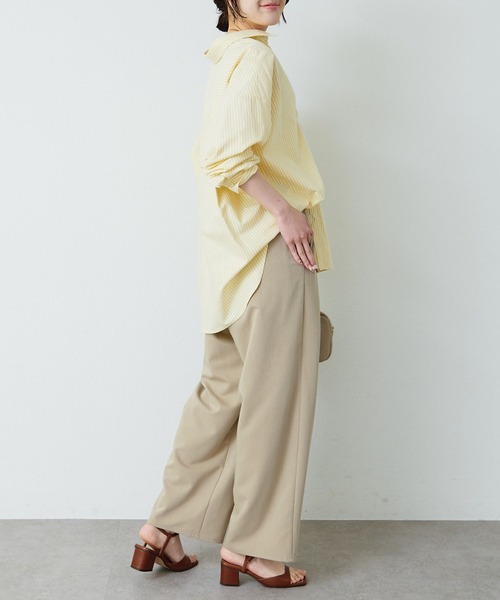 PUAL CE CIN（ピュアルセシン）の「ストレッチ 2タック ウエストゴムパンツ（スラックス・レディース・ベージュ/グレー/ブラック・FREE）」の7枚目の写真