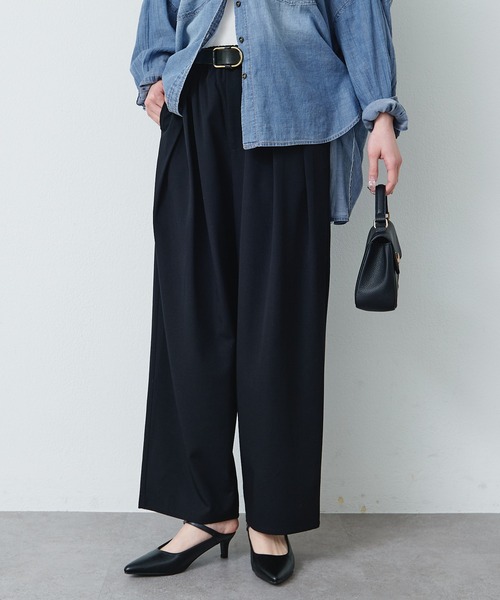 PUAL CE CIN（ピュアルセシン）の「ストレッチ 2タック ウエストゴムパンツ（スラックス・レディース・ベージュ/グレー/ブラック・FREE）」の19枚目の写真