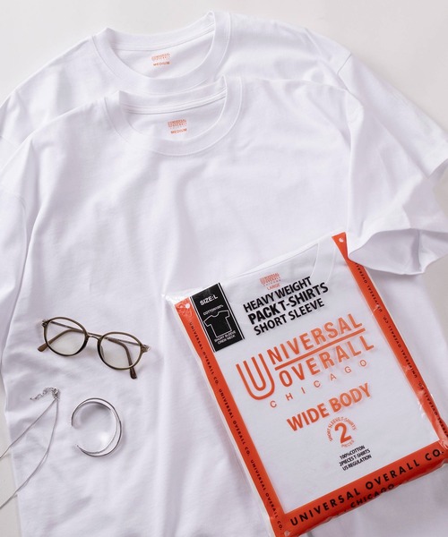 UNIVERSAL OVERALL(ユニバーサルオーバーオール)の「【94】【UNIVERSAL OVERALL/ユニバーサルオーバーオール】ヘビーウェイト 無地 クルーネック Tシャツ/2枚セット/パックT/インナーウェア(Tシャツ/カットソー・メンズ・グレイッシュベージュ/ホワイト/ブラック・XL/L/M/S)」の1枚目の写真