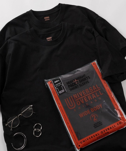 UNIVERSAL OVERALL(ユニバーサルオーバーオール)の「【94】【UNIVERSAL OVERALL/ユニバーサルオーバーオール】ヘビーウェイト 無地 クルーネック Tシャツ/2枚セット/パックT/インナーウェア(Tシャツ/カットソー・メンズ・グレイッシュベージュ/ホワイト/ブラック・XL/L/M/S)」の2枚目の写真