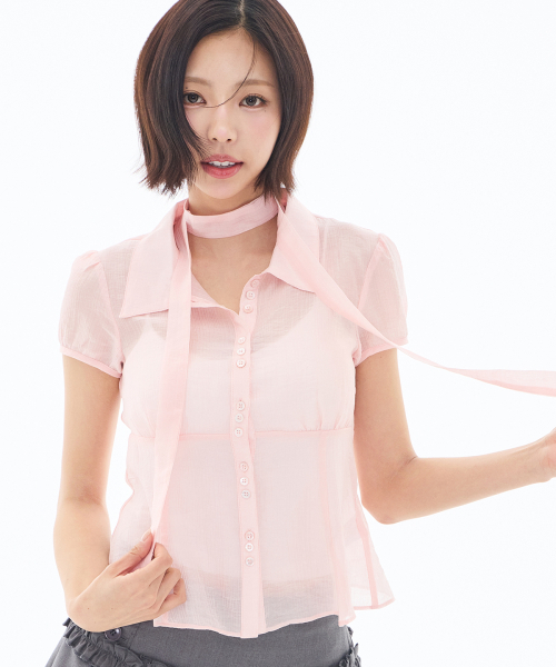 ILLIGO（イリゴ）の「フレアパフブラウスピンク（シャツ/ブラウス・レディース・その他・OS）」の2枚目の写真