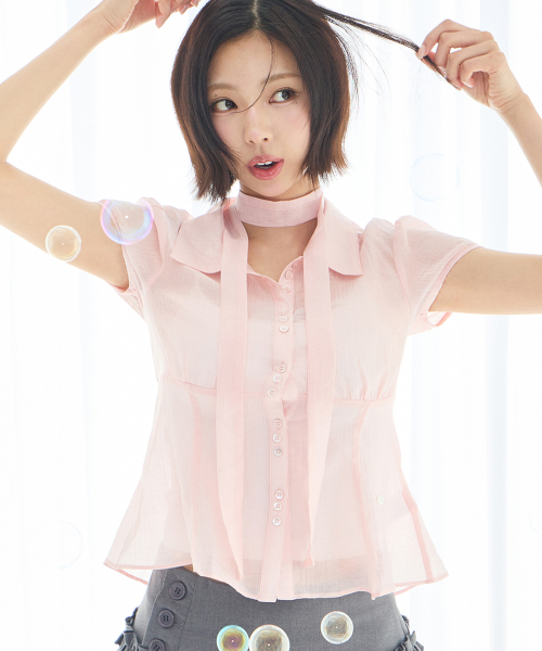 ILLIGO（イリゴ）の「フレアパフブラウスピンク（シャツ/ブラウス・レディース・その他・OS）」の3枚目の写真