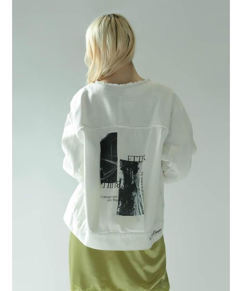 :ETHROF(イーサオブ)の「GRAPHIC DENIM JACKET(デニムジャケット・レディース・オフホワイト/チャコール・FREE)」の20枚目の写真