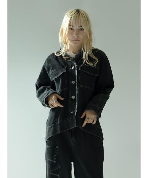 :ETHROF(イーサオブ)の「GRAPHIC DENIM JACKET(デニムジャケット・レディース・オフホワイト/チャコール・FREE)」の21枚目の写真