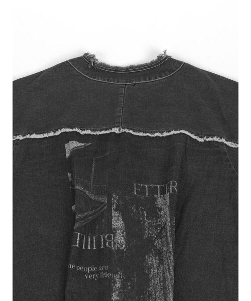 :ETHROF(イーサオブ)の「GRAPHIC DENIM JACKET(デニムジャケット・レディース・オフホワイト/チャコール・FREE)」の9枚目の写真