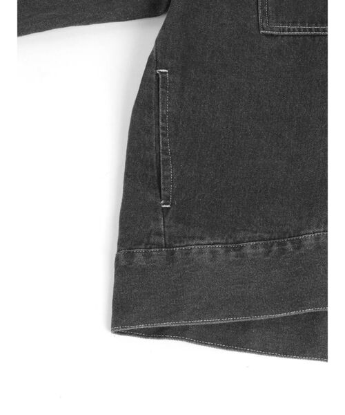 :ETHROF(イーサオブ)の「GRAPHIC DENIM JACKET(デニムジャケット・レディース・オフホワイト/チャコール・FREE)」の12枚目の写真