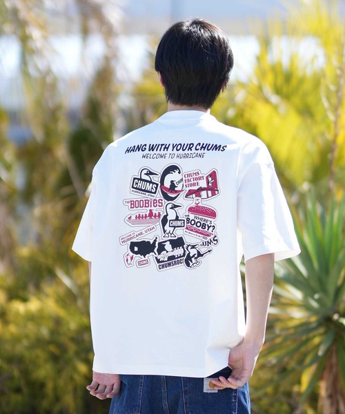 CHUMS(チャムス)の「【ムラサキスポーツ別注】CHUMS/チャムス CHUMS STICKER BOMB T Tシャツ CH01-2824(Tシャツ/カットソー・メンズ・ネイビー/ホワイト/ブラック/グレイッシュベージュ・M/L/XL/S)」の6枚目の写真