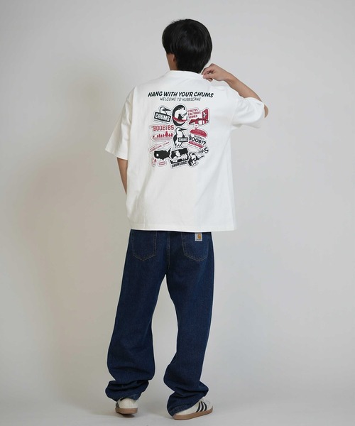 CHUMS(チャムス)の「【ムラサキスポーツ別注】CHUMS/チャムス CHUMS STICKER BOMB T Tシャツ CH01-2824(Tシャツ/カットソー・メンズ・ネイビー/ホワイト/ブラック/グレイッシュベージュ・M/L/XL/S)」の15枚目の写真