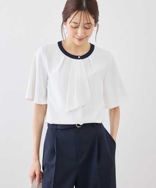ROPE' PICNIC(ロペピクニック)の「ボウタイブラウスハーフスリーブ(シャツ/ブラウス・レディース・ホワイト系その他/チャコールグレー/ホワイト/ベージュ/ラベンダー・M/L)」の2枚目の写真