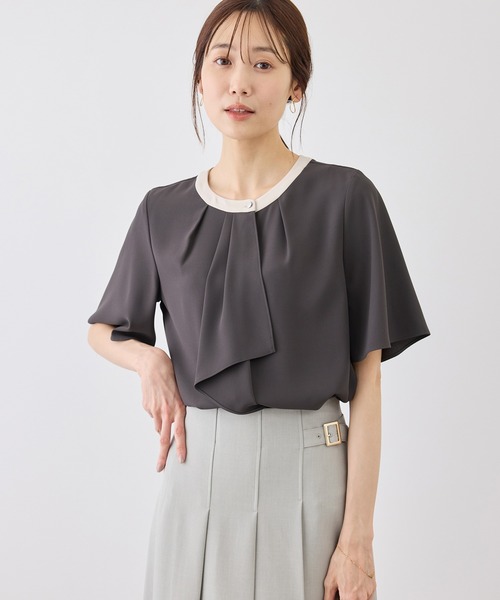 ROPE' PICNIC(ロペピクニック)の「ボウタイブラウスハーフスリーブ(シャツ/ブラウス・レディース・ホワイト系その他/チャコールグレー/ホワイト/ベージュ/ラベンダー・M/L)」の6枚目の写真