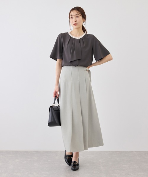 ROPE' PICNIC(ロペピクニック)の「ボウタイブラウスハーフスリーブ(シャツ/ブラウス・レディース・ホワイト系その他/チャコールグレー/ホワイト/ベージュ/ラベンダー・M/L)」の8枚目の写真