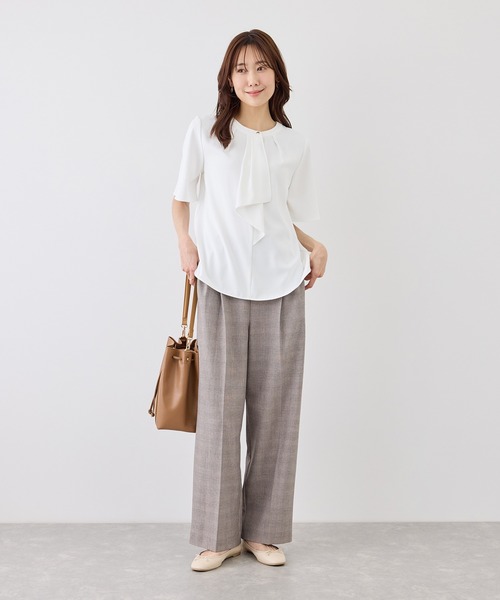 ROPE' PICNIC(ロペピクニック)の「ボウタイブラウスハーフスリーブ(シャツ/ブラウス・レディース・ホワイト系その他/チャコールグレー/ホワイト/ベージュ/ラベンダー・M/L)」の12枚目の写真
