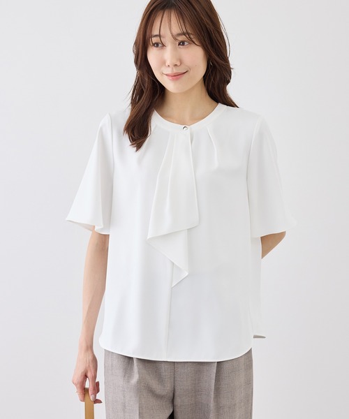 ROPE' PICNIC(ロペピクニック)の「ボウタイブラウスハーフスリーブ(シャツ/ブラウス・レディース・ホワイト系その他/チャコールグレー/ホワイト/ベージュ/ラベンダー・M/L)」の13枚目の写真
