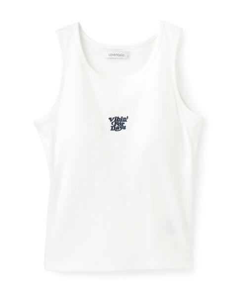 LOVETOXIC（ラブトキシック）の「カップつきテレコタンクトップ（タンクトップ・キッズ・オフホワイト/ブラック/ラベンダー/カラフル・M:150cm/LL(170cm)/S:140cm/L:160cm）」の2枚目の写真