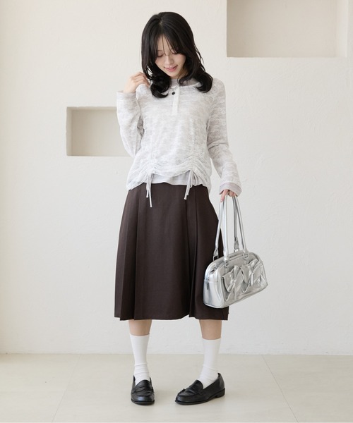 kutir(クティール)の「ドロストレースヘンリーネックレイヤードTシャツ(Tシャツ/カットソー・レディース・アイボリー/ネイビー/ホワイト・FREE)」の22枚目の写真