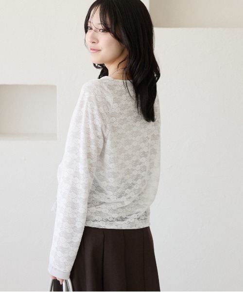 kutir(クティール)の「ドロストレースヘンリーネックレイヤードTシャツ(Tシャツ/カットソー・レディース・アイボリー/ネイビー/ホワイト・FREE)」の7枚目の写真