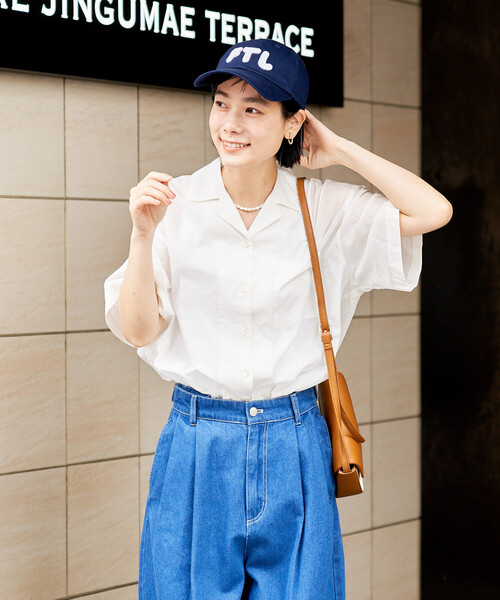 FREAK'S STORE(フリークスストア)の「インド コットンボイル 開襟半袖シャツ(シャツ/ブラウス・レディース・ブルー/オフホワイト/コーラルピンク/その他/チャコール・フリ-)」の2枚目の写真