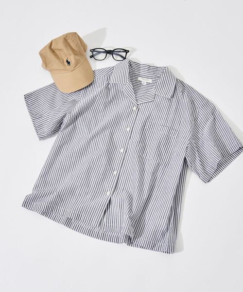 FREAK'S STORE(フリークスストア)の「インド コットンボイル 開襟半袖シャツ(シャツ/ブラウス・レディース・ブルー/オフホワイト/コーラルピンク/その他/チャコール・フリ-)」の3枚目の写真