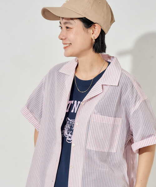 FREAK'S STORE(フリークスストア)の「インド コットンボイル 開襟半袖シャツ(シャツ/ブラウス・レディース・ブルー/オフホワイト/コーラルピンク/その他/チャコール・フリ-)」の5枚目の写真