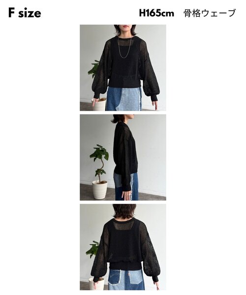 CPCM（シーピーシーエム）の「麻タッチメッシュプルオーバー（ニット/セーター・レディース・グリーン系/アイボリー/ブラック/ブルー・FREE）」の6枚目の写真