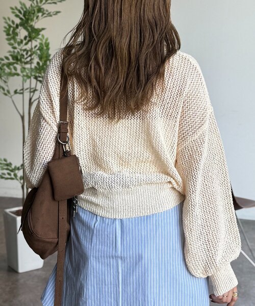 CPCM（シーピーシーエム）の「麻タッチメッシュプルオーバー（ニット/セーター・レディース・グリーン系/アイボリー/ブラック/ブルー・FREE）」の9枚目の写真