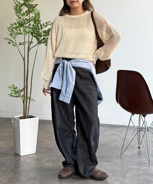 CPCM（シーピーシーエム）の「麻タッチメッシュプルオーバー（ニット/セーター・レディース・グリーン系/アイボリー/ブラック/ブルー・FREE）」の11枚目の写真