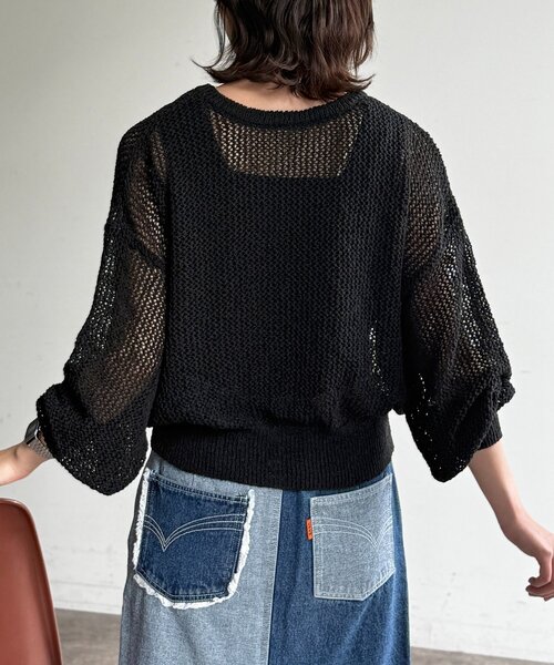 CPCM（シーピーシーエム）の「麻タッチメッシュプルオーバー（ニット/セーター・レディース・グリーン系/アイボリー/ブラック/ブルー・FREE）」の14枚目の写真