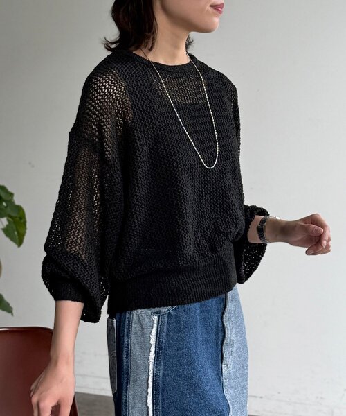 CPCM（シーピーシーエム）の「麻タッチメッシュプルオーバー（ニット/セーター・レディース・グリーン系/アイボリー/ブラック/ブルー・FREE）」の15枚目の写真