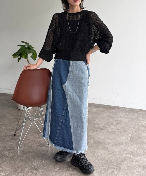 CPCM（シーピーシーエム）の「麻タッチメッシュプルオーバー（ニット/セーター・レディース・グリーン系/アイボリー/ブラック/ブルー・FREE）」の16枚目の写真