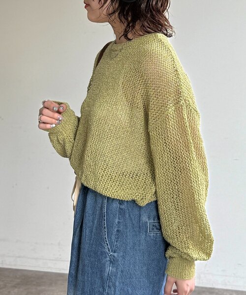CPCM（シーピーシーエム）の「麻タッチメッシュプルオーバー（ニット/セーター・レディース・グリーン系/アイボリー/ブラック/ブルー・FREE）」の18枚目の写真