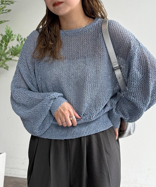 CPCM（シーピーシーエム）の「麻タッチメッシュプルオーバー（ニット/セーター・レディース・グリーン系/アイボリー/ブラック/ブルー・FREE）」の22枚目の写真