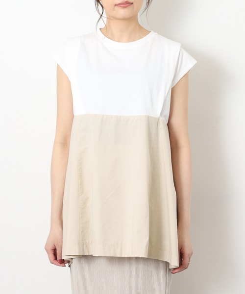 EGLANTINE(エグランティーヌ)の「EGLANTINE 配色フレアカットソー 半端袖(Tシャツ/カットソー・レディース・オフホワイト/ブラック/ベージュ・40)」の21枚目の写真
