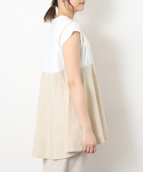 EGLANTINE(エグランティーヌ)の「EGLANTINE 配色フレアカットソー 半端袖(Tシャツ/カットソー・レディース・オフホワイト/ブラック/ベージュ・40)」の22枚目の写真