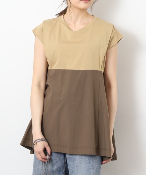 EGLANTINE(エグランティーヌ)の「EGLANTINE 配色フレアカットソー 半端袖(Tシャツ/カットソー・レディース・オフホワイト/ブラック/ベージュ・40)」の16枚目の写真