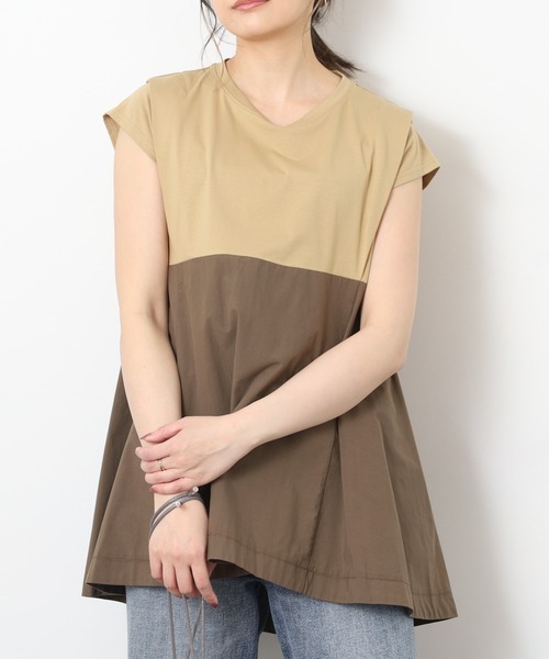 EGLANTINE(エグランティーヌ)の「EGLANTINE 配色フレアカットソー 半端袖(Tシャツ/カットソー・レディース・オフホワイト/ブラック/ベージュ・40)」の17枚目の写真