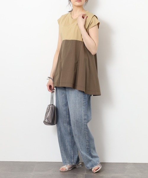 EGLANTINE(エグランティーヌ)の「EGLANTINE 配色フレアカットソー 半端袖(Tシャツ/カットソー・レディース・オフホワイト/ブラック/ベージュ・40)」の20枚目の写真