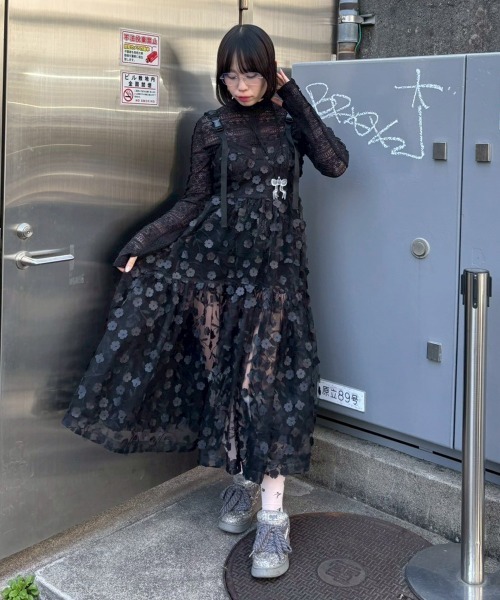 Candy Stripper(キャンディストリッパー)の「TINY FLOWER TULLE ドレス(ワンピース・レディース・ブラック/ホワイト/イエロー・FREE)」の15枚目の写真