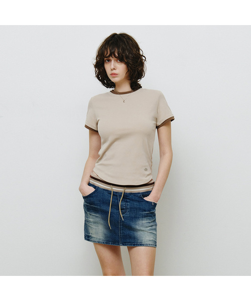 MONGDOL（モンドル）の「エッセンシャルレイヤード半袖Tシャツ MDTS099_5 Colors（Tシャツ/カットソー・レディース・ネイビー/ベージュ/ホワイト/ライトグレー/チャコールグレー・SMALL/MEDIUM）」の4枚目の写真