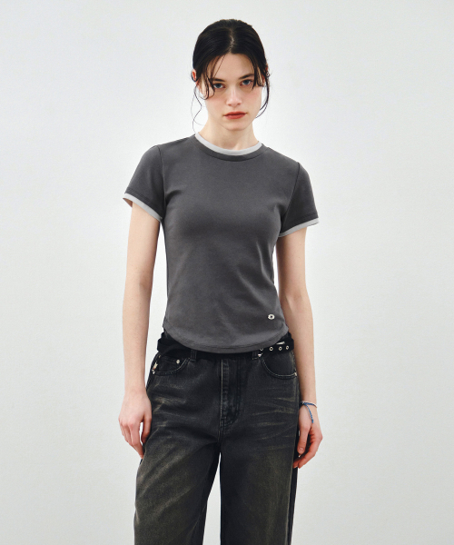 MONGDOL（モンドル）の「エッセンシャルレイヤード半袖Tシャツ MDTS099_5 Colors（Tシャツ/カットソー・レディース・ネイビー/ベージュ/ホワイト/ライトグレー/チャコールグレー・SMALL/MEDIUM）」の9枚目の写真