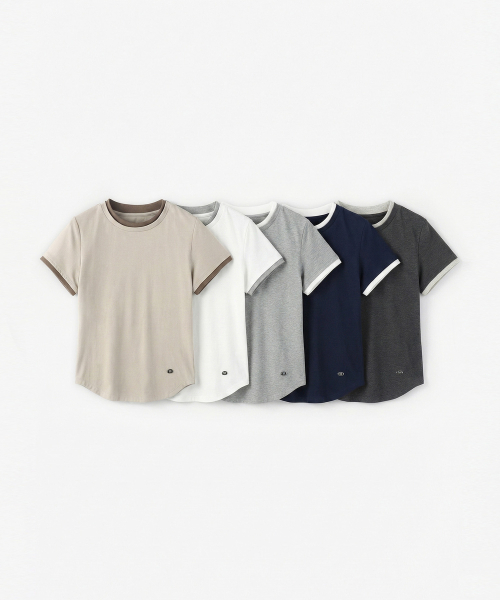 MONGDOL（モンドル）の「エッセンシャルレイヤード半袖Tシャツ MDTS099_5 Colors（Tシャツ/カットソー・レディース・ネイビー/ベージュ/ホワイト/ライトグレー/チャコールグレー・SMALL/MEDIUM）」の10枚目の写真
