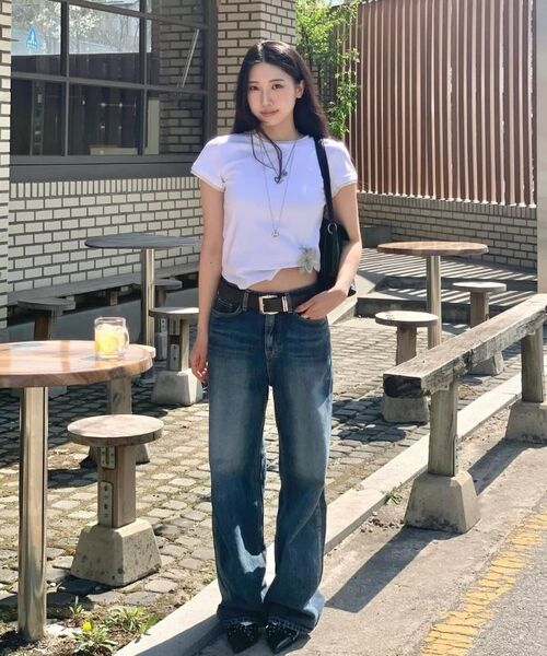MONGDOL（モンドル）の「エッセンシャルレイヤード半袖Tシャツ MDTS099_5 Colors（Tシャツ/カットソー・レディース・ネイビー/ベージュ/ホワイト/ライトグレー/チャコールグレー・SMALL/MEDIUM）」の11枚目の写真