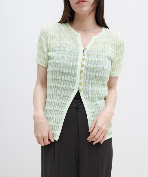 select MOCA(セレクトモカ)の「シャーリングボタンデザインシアーカーディガン(カーディガン/ボレロ・レディース・ミント/ブラウン/アイボリー・FREE)」の22枚目の写真